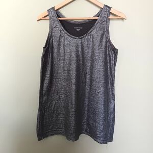 Eileen Fisher Metallic Silver Organic Linen Camisole Tank Top Woman's XS